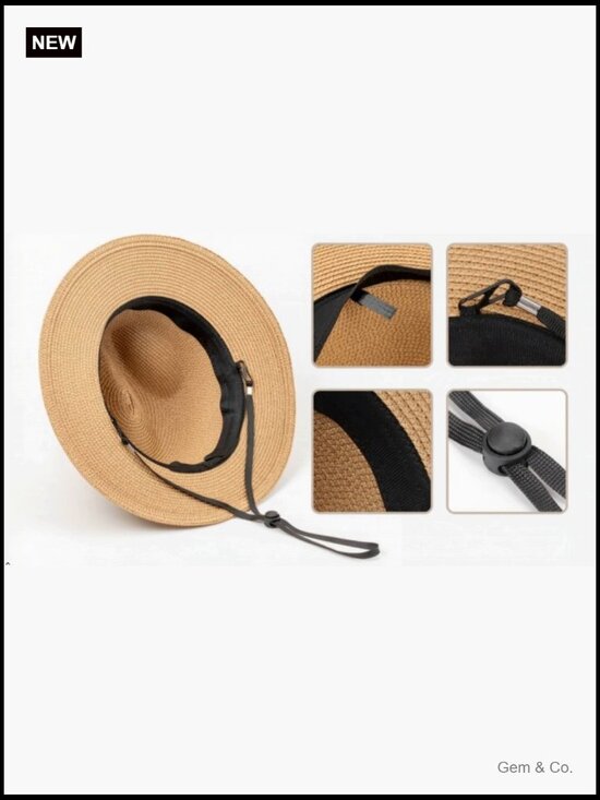 Wide Brim Straw Fedora Sun Hat with UPF 50+ Roll Up for Beach Travel